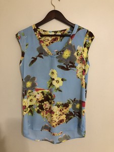 Daniel-Rainn-Womens-Size-XS-Blue-Floral-Print-Sleeveless-Tunic-Top