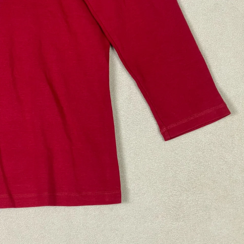 Top Pendleton grande rojo manga 3/4 100 % algodón cuello en V cómodo para mujer Foto 3 de 4