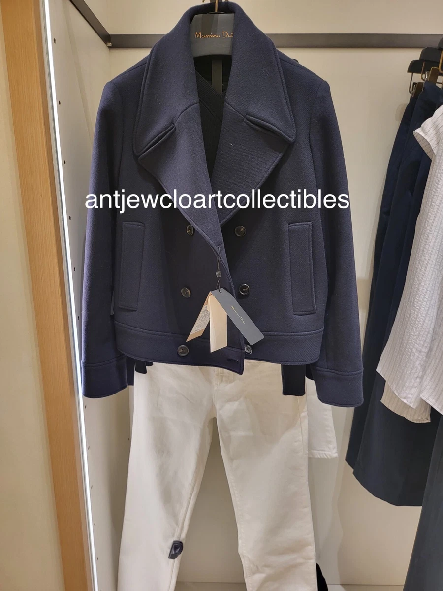 MASSIMO DUTTI NEW FW 2024 WOMAN Short nautical pea coat NAVY BLUE