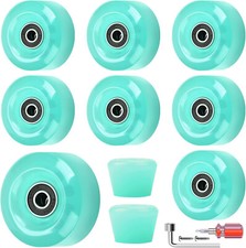 8Pack Cyan 32 x 58 82A Quad Roller Skate Wheels Replacement Double Row Skating