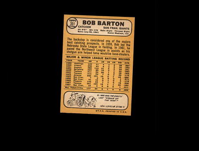 1968 Topps 351 Bob Barton EX #D741123 | eBay