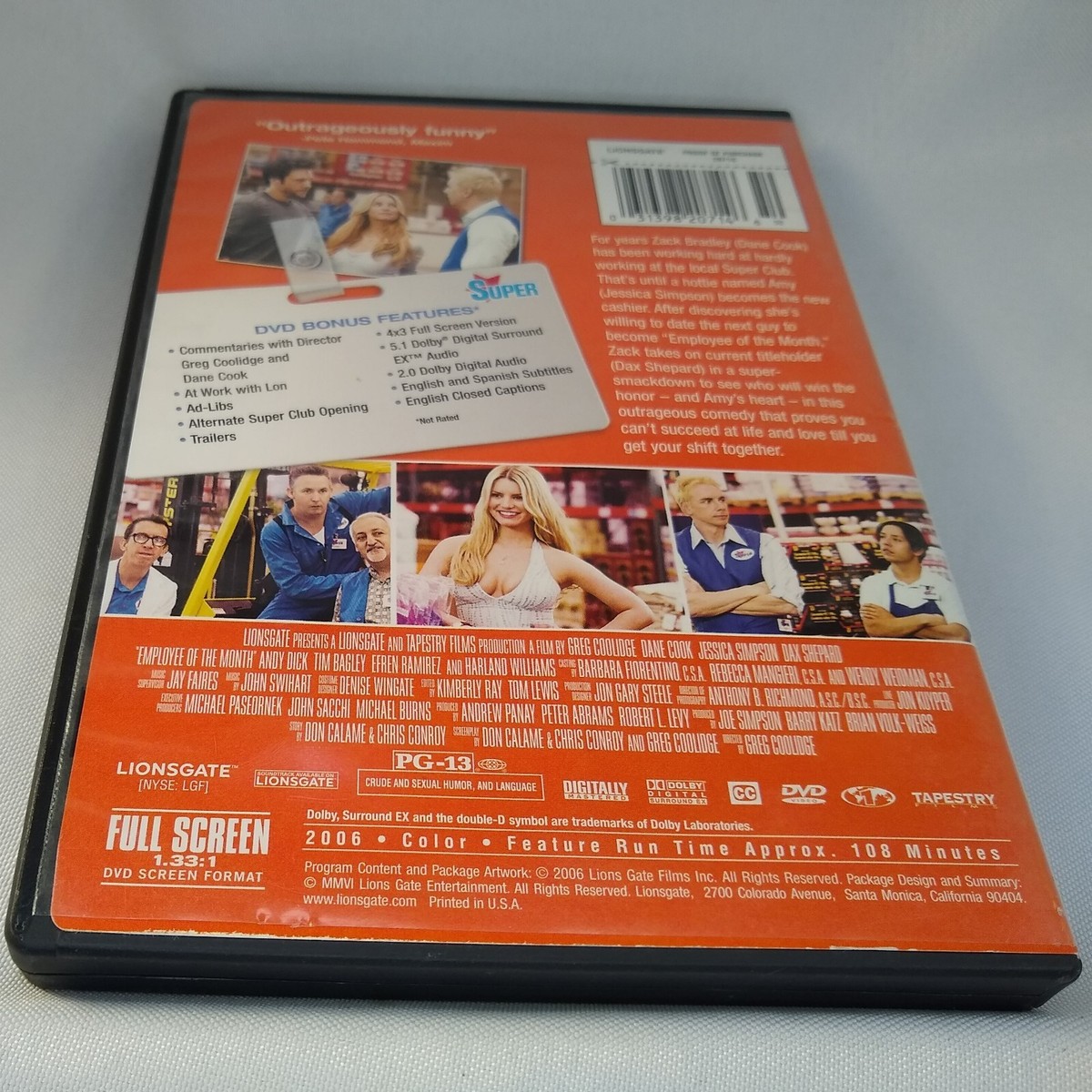 Employee of the Month DVD Starring Dane Cook, Jessica Simpson, Dax