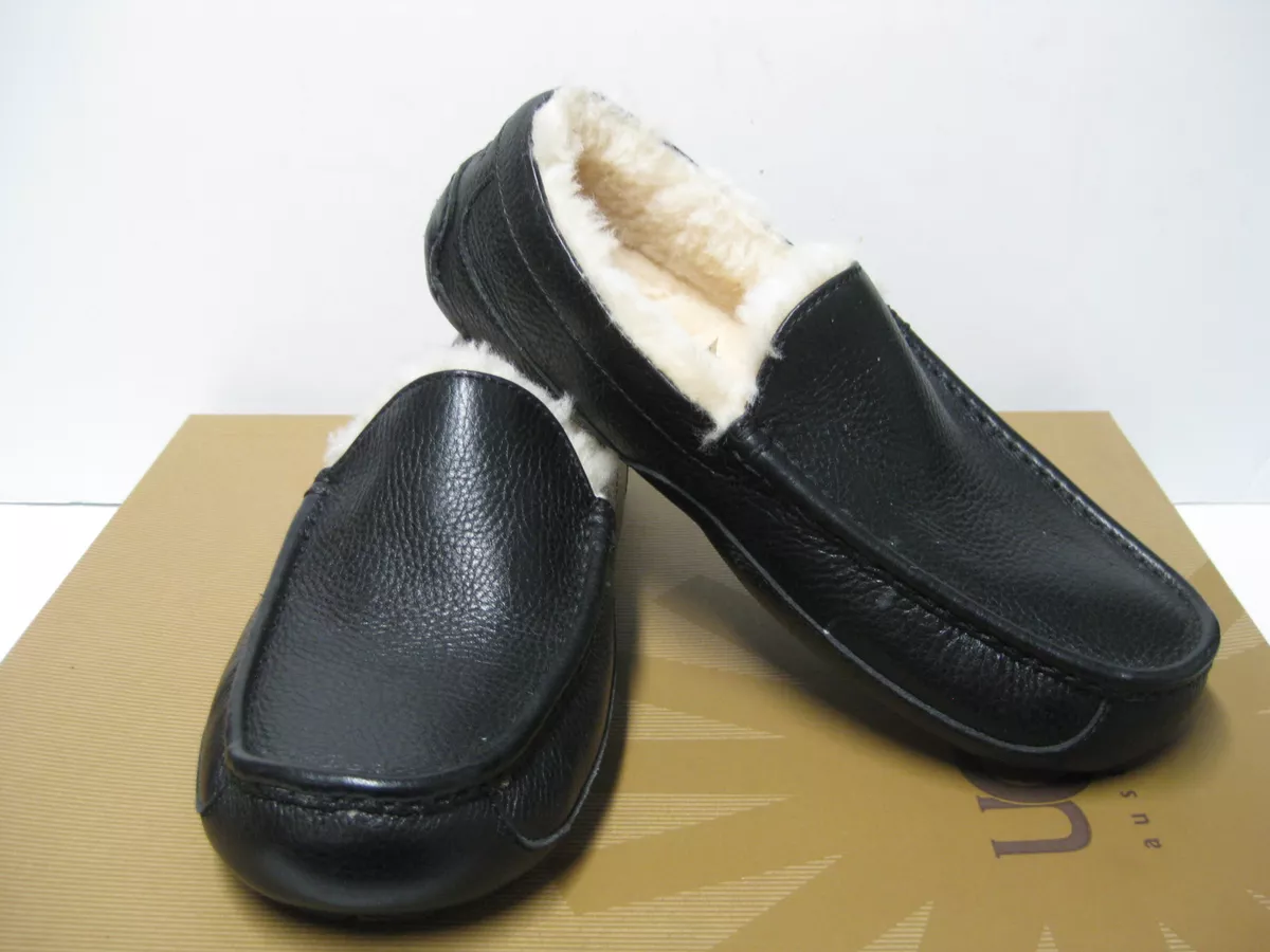 UGG ASCOT MEN SLIPPER LEATHER BLACK US 12 UK 11 EU 45.5 eBay