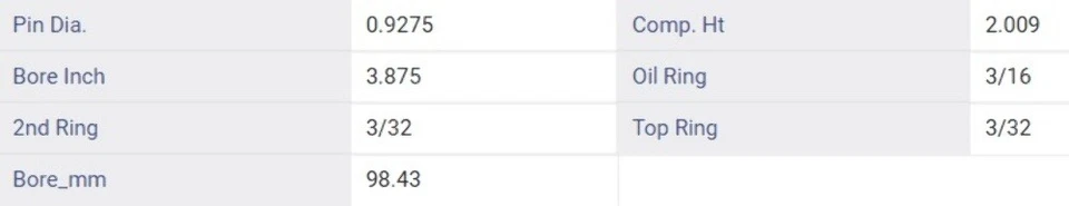 Enginetech P1517 (6) | Pistones con tapa de plato para 63-89 GM/Chevrolet 4,8 L/292 OHV L6 Foto 2 de 4