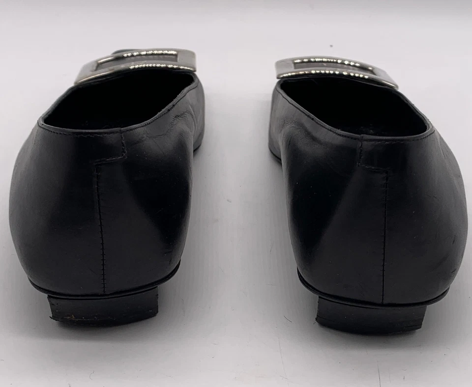 Roger Vivier Mujer Cuero Negro Puntera Cuadrada Plana con Hebilla Talla 7 Foto 4 de 4