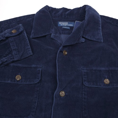 $198 Polo Ralph Lauren Azul Calce Clásico Pana Cuello de Campamento Camisa Para Hombres Talla XL - Imagen 2 de 8