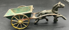 Vintage Metal Horse and Wagon Cart