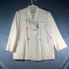 The Studio John Meyer Of Norwich Womens Blazer Jacket Size 12P Beige Striped
