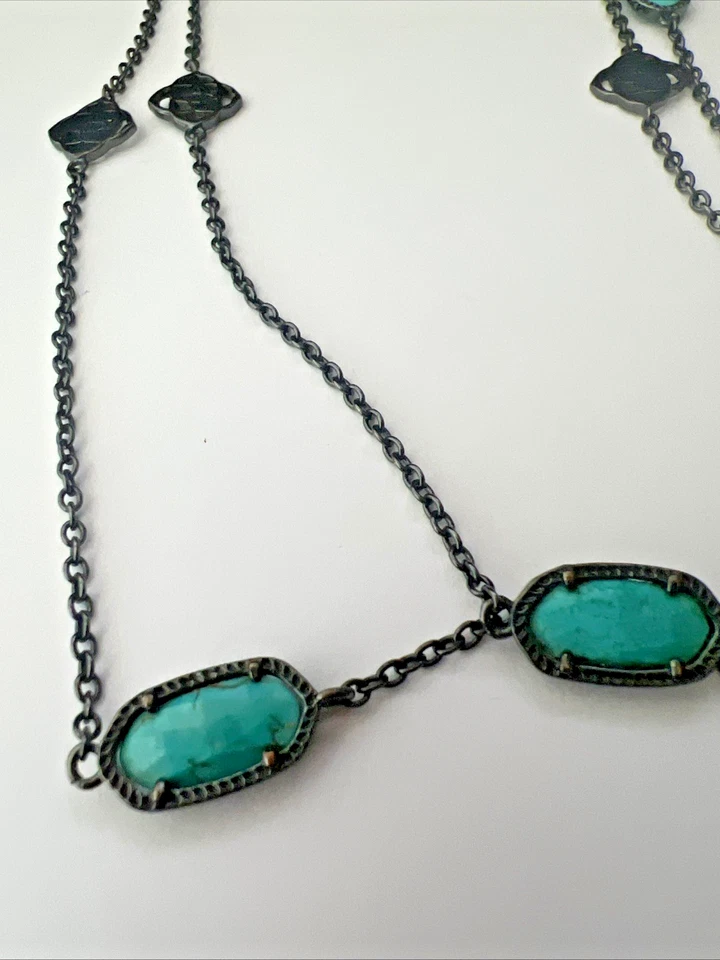 Kendra Scott Sonya Long Station Necklace 40" Black Turquoise Howlite - Image 2 of 4