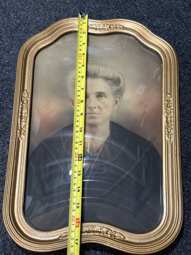 Antique Vintage Victorian Oval Woman & Couple Photograph Portrait Framed 1900's - Foto 8 di 13