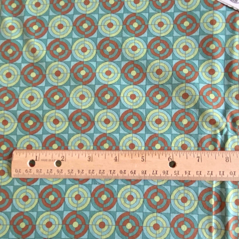 Java Moda Geometric Fabric Green Brown Quilting Cotton 34x43 - Image 2 of 4