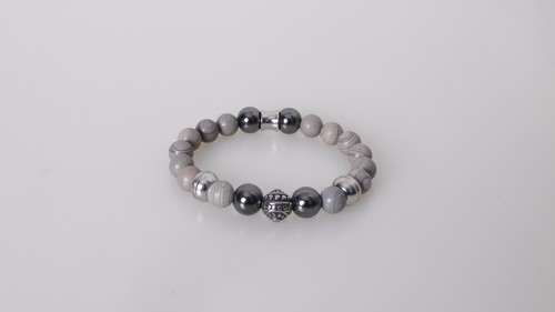 Pulsera Premium de piedras presiosas de Jaspe gris natural Regalo Para Hombres - Picture 3 of 6
