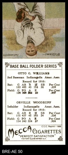 1911 T201 Mecca Reprint #50 Sam Woodruff / Otto Williams Indians 8 - NM/MT - Picture 2 of 2