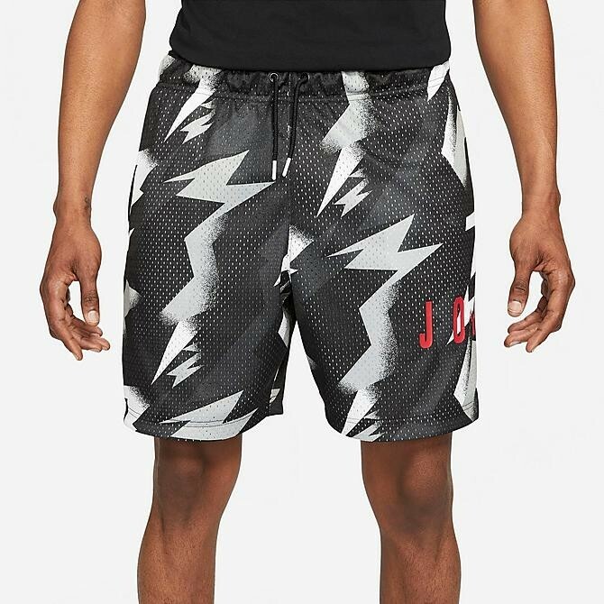 Nike Mens Air Jordan Jumpman AOP Mesh Shorts Size L Grey Black