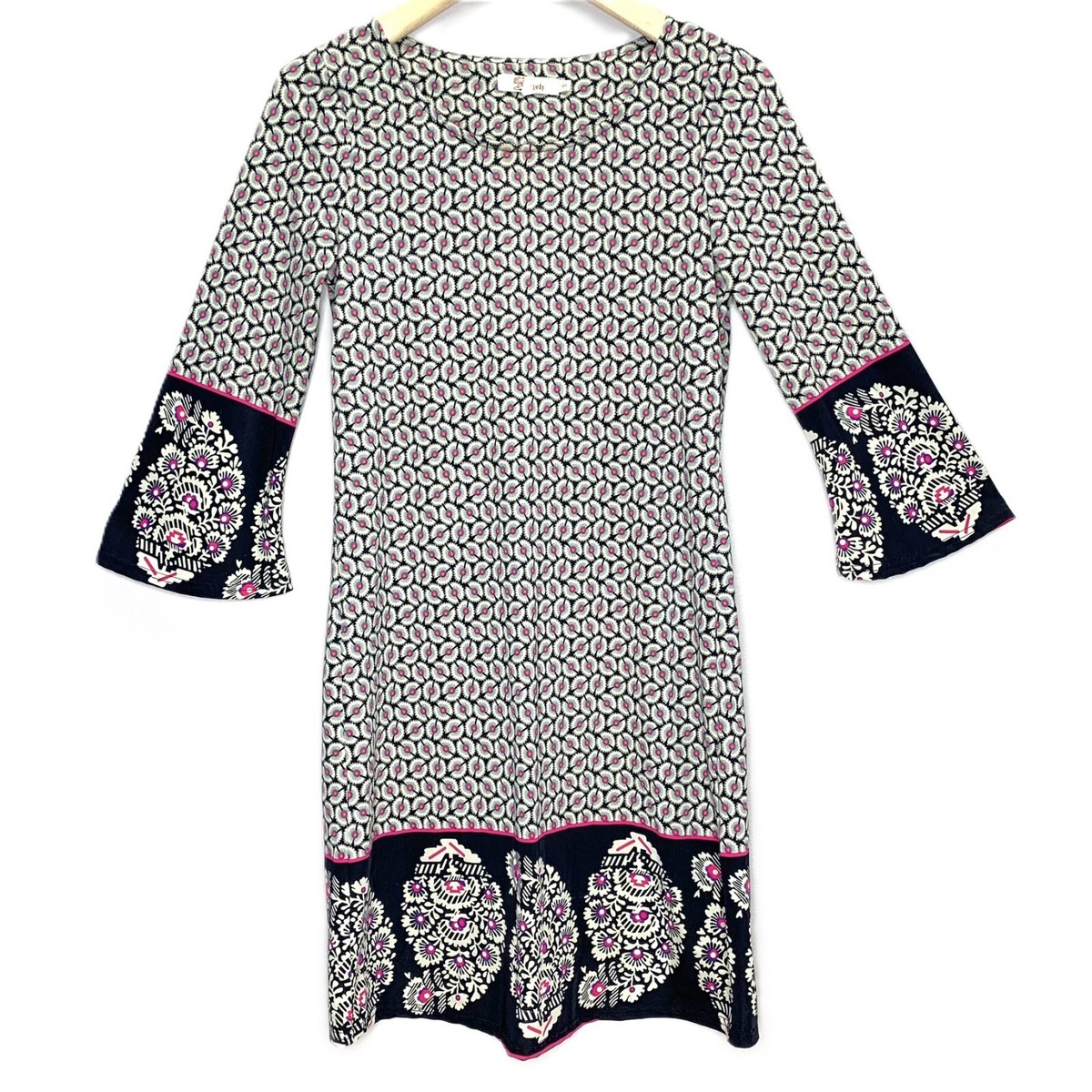 Anthropologie Aryeh Paisley Bell Sleeve Dress Size S Abstract