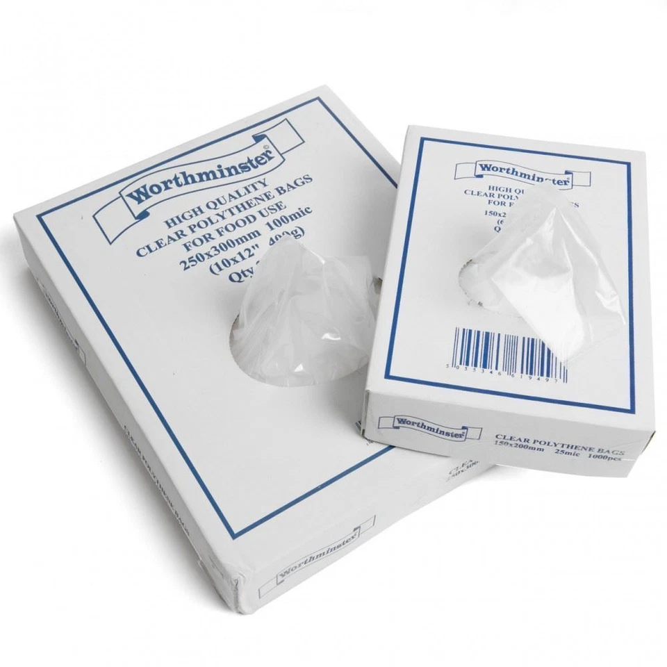 Clear Polythene Plastic Bags FOOD GRADE Use Dispenser Boxed WORTHMINSTER Brand  - Image 1 of 1