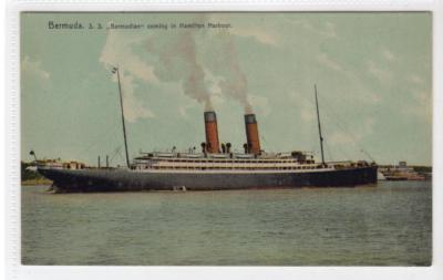 SS ''BERMUDIAN'' COMING IN HAMILTON HARBOUR: Bermuda Postkarte (C33647)