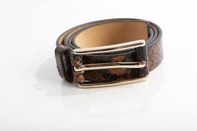 Banana Republic Brown Snake Print Leather Gold Buckle Skinny  display picture 1