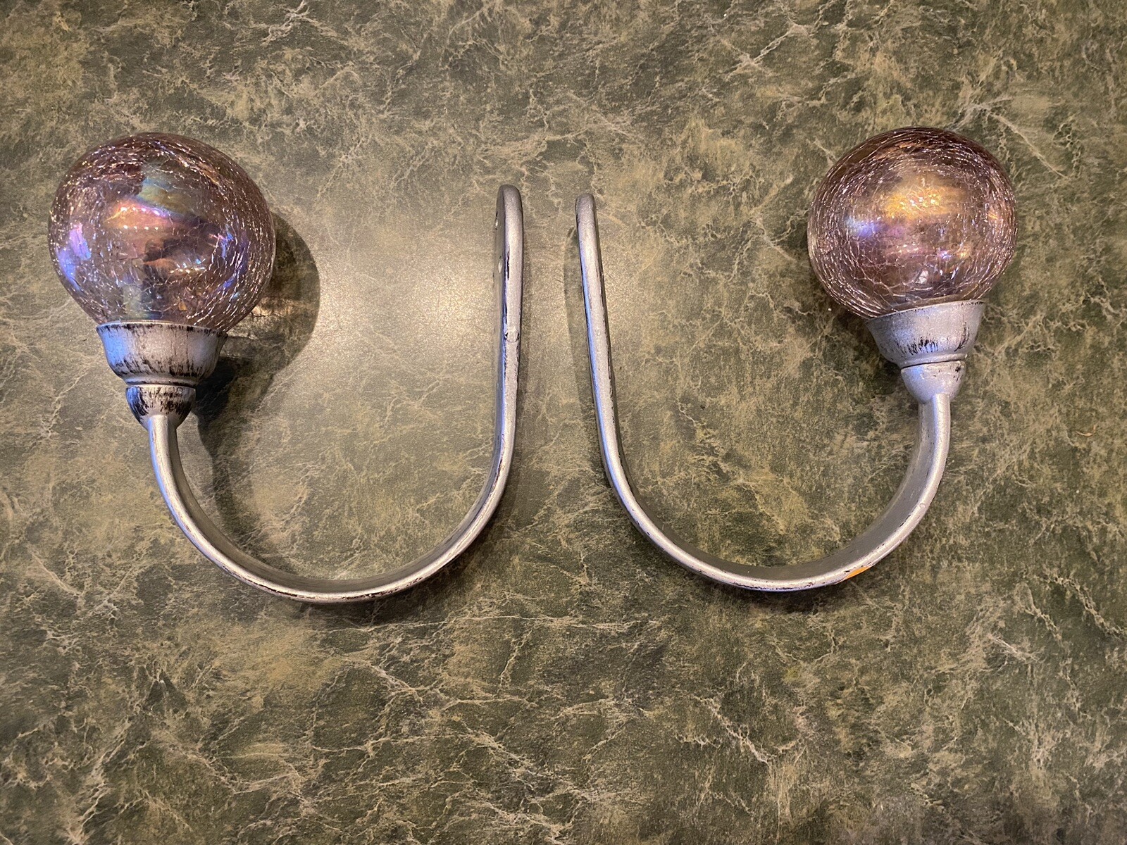 Simply Shabby Chic Drapery Curtain Holdbacks Set Of 2 Pink Glass Crackle Cottage eBay