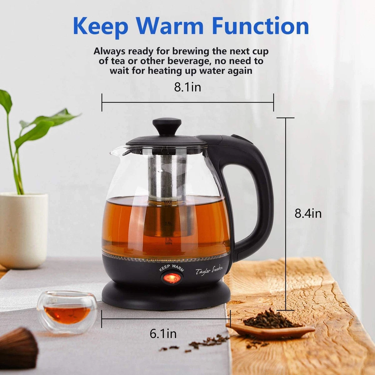 Electric Kettle with Tea Infuser, Small Electric Tea Kettle with Keep Warm  Funct