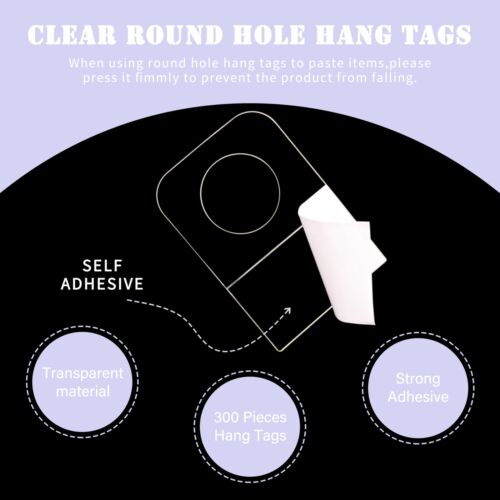 300 Pcs Self-Adhesive Hang Tabs Clear Slot Hole Hanging Tabs Display Hook - Picture 6 of 7