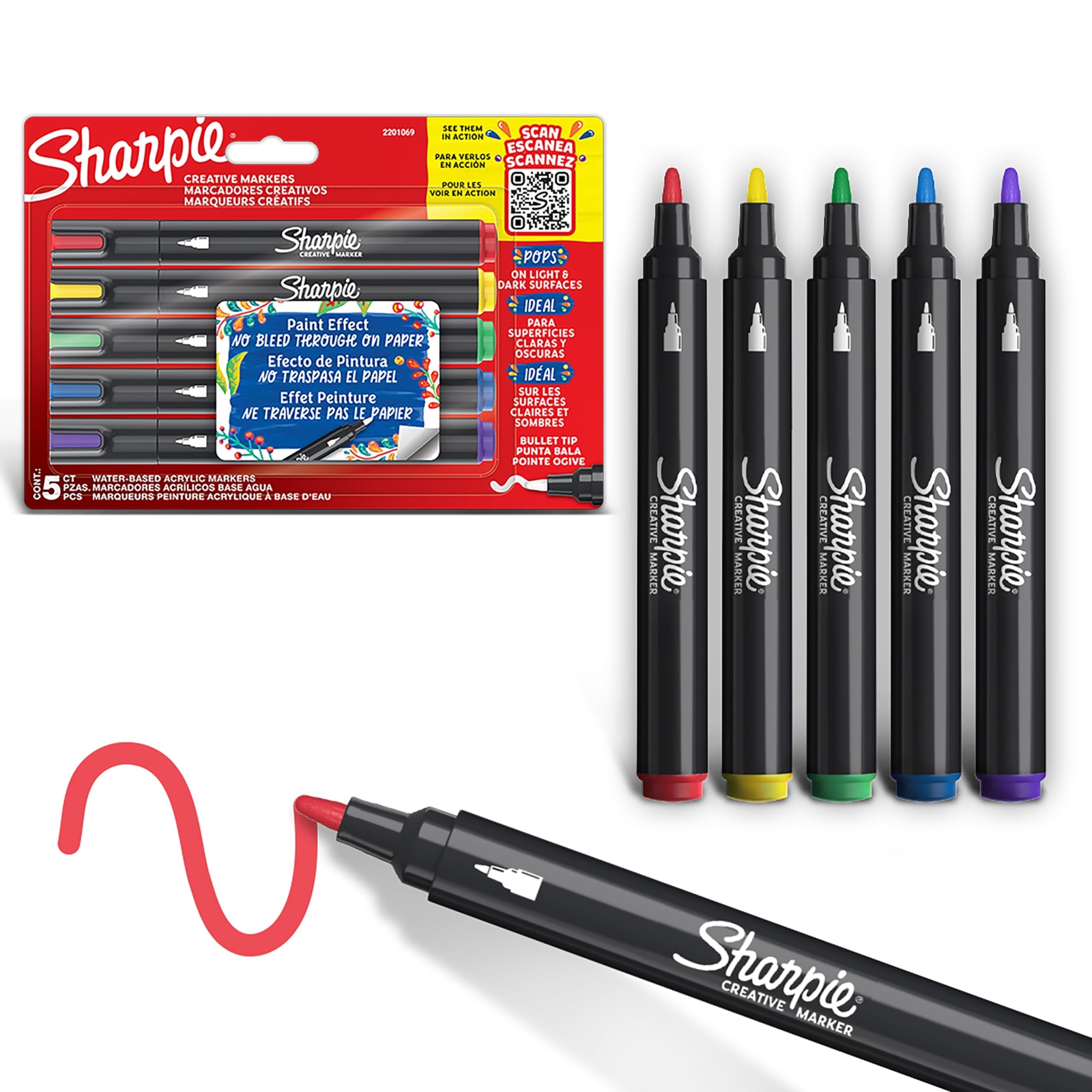 Sharpie Creative Marker penne per pittura acrilica, pennarelli a base d'acqua co