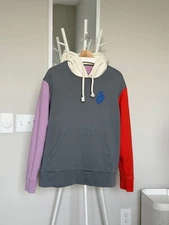 JW Anderson Logo Embroidered Color Block Hoodie X-Large XL (Grey Pink Orange)