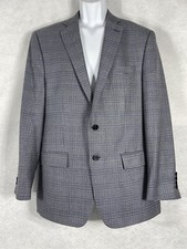 Vintage Ralph Lauren Jacket Mens 42R Gray Blazer Sport Coat Plaid Silk Wool