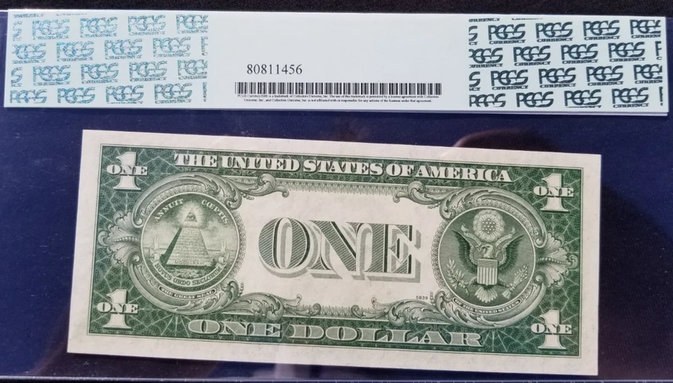 1935E MAJOR MISALIGNED OVERPRINT ERROR $1 SILVER CERT FR. 1614 PCGS 64 PPQ - Image 3 of 4