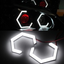 Led Hex Halo Angel Eyes Halo Rings For Headlight Projector White Drl Retrofit