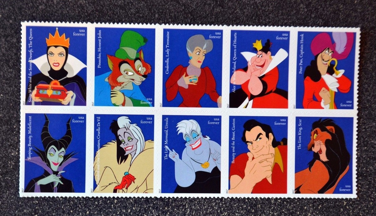 2017USA #5213-5222 Forever - Disney Villains - Block of 10 Mint