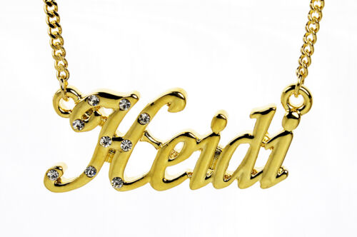 18 Karat vergoldete Halskette mit Namen HEIDI - Zubehör Necless Designer Geschenke - Bild 1 von 3