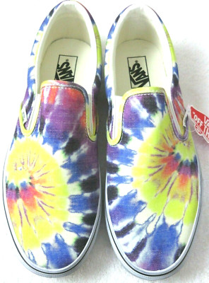 Vans Women's Classic Slip On Washed Tie Dye True White Canvas Shoes Size 6.5 NIB