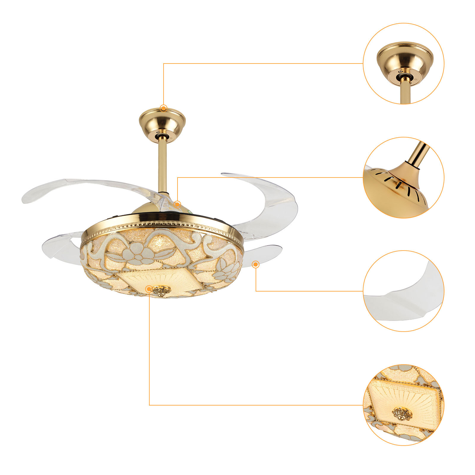 Flush Mount Ceiling Fan Ceiling Fan Ceiling Fan 6 Speed + Remote Control 90-260V