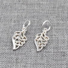 10pcs of 925 Sterling Silver Shiny Cut Out Tree Leaf Charms 2-Sided for Bracelet