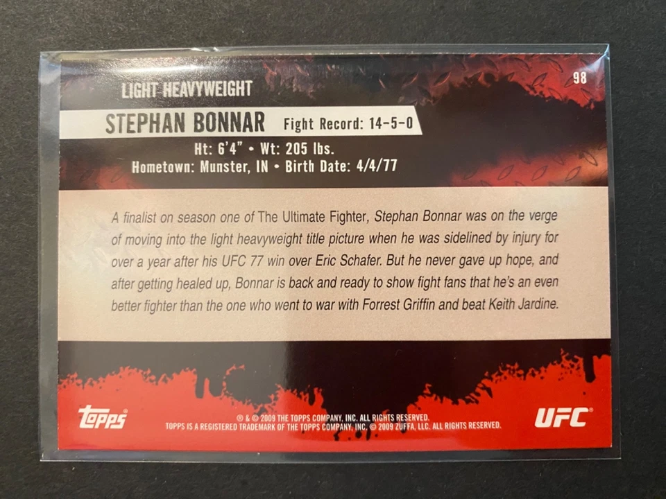 Stephan Bonnar - 2009 Topps UFC Mixed Martial Arts Card #98 - Image 2 of 2