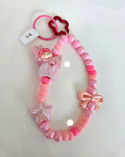 Pink Cute Beaded Bunny Phone Strap w/ Star  Bow Charms,