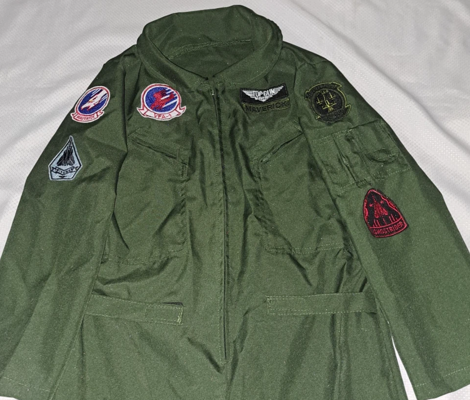 Rubies Top Gun Maverick Flight Suit Pilot Costume Kid's Size L Patches Pockets - Image 3 of 4