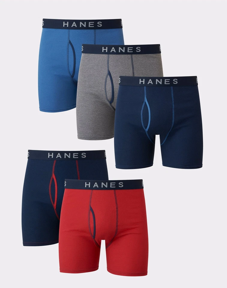 Hanes Mens Boxer Briefs 5-Pack Ultimate Premium Cotton Comfort Flex No Ride Up