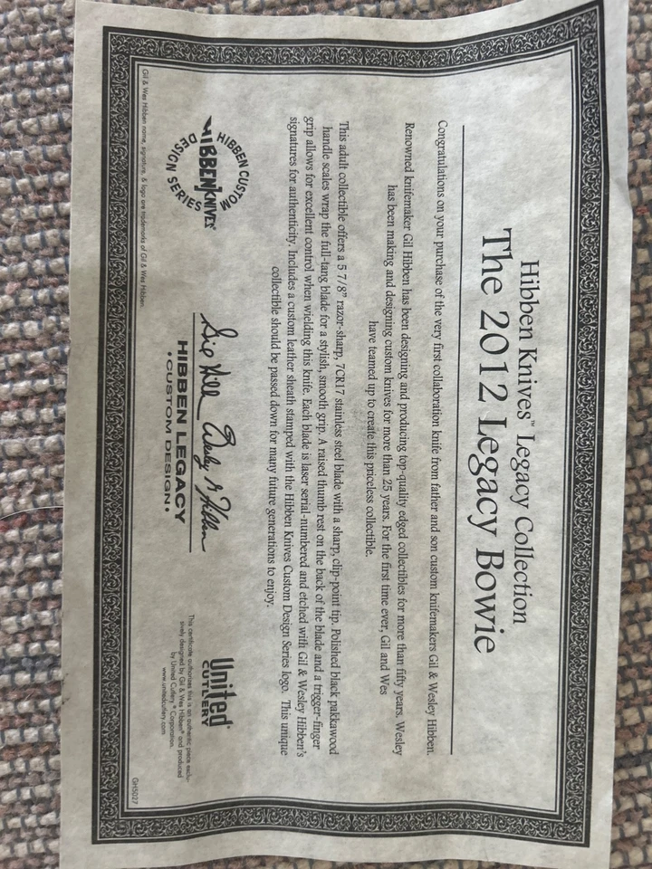 gil hibben 2012 legacy bowie knife 5 and 7/8 inch 7CR17 stainless steel blade - Image 3 of 4