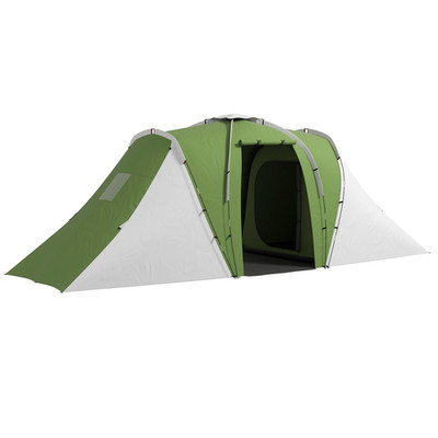 Camping Zelt 4-6 Personen grün weiß 555x225x190cm 190T Polyester Fiberglas 2BR