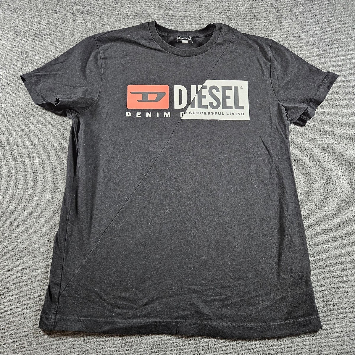 DIESEL シャツ Diesel Shirt Womens XXL Black Logo Graphic Tee Denim For