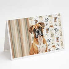 Caroline's Treasures Boxer Coffee Bar Greeting Cards Pack of 8 WDK7336GCA7P