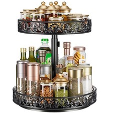 Two Tier Lazy Susan Organizer Turntable Height Adjustable, 2 Tier Lazy Susan ...