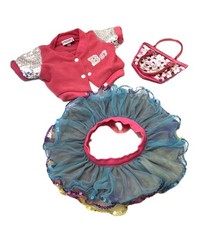 Build A Bear BAB Pink Coat Jacket, Tutu Sparkle Skirt, Pink Glitter Bag Outfit