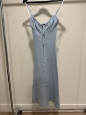 Lulus Light Blue Ribbed Bodycon Midi Dress Small