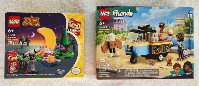 LEGO FRIENDS 42606 MOBILE BAKERY FOOD CART & ANIMAL CROSSING 77053 CELESTE STARG
