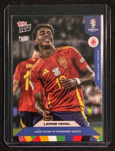LAMINE YAMAL 2024 TOPPS NOW UEFA EURO "LEADS TOURNAMENT IN ASSISTS" #038 SPAIN