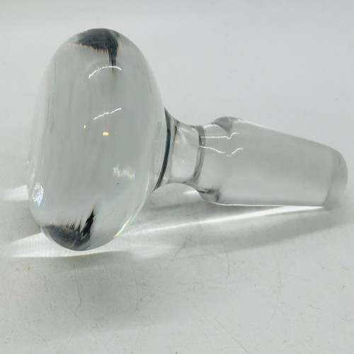 Vintage Solid Clear Glass Round Bottle Stopper 4” Tall x 2.5” Wide