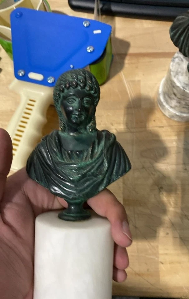 Итальянские Бронзовые Бюсты Римского Императора Императрицы Алебастровые Мраморные Основания Grand G3D - Изображение 3 из 4